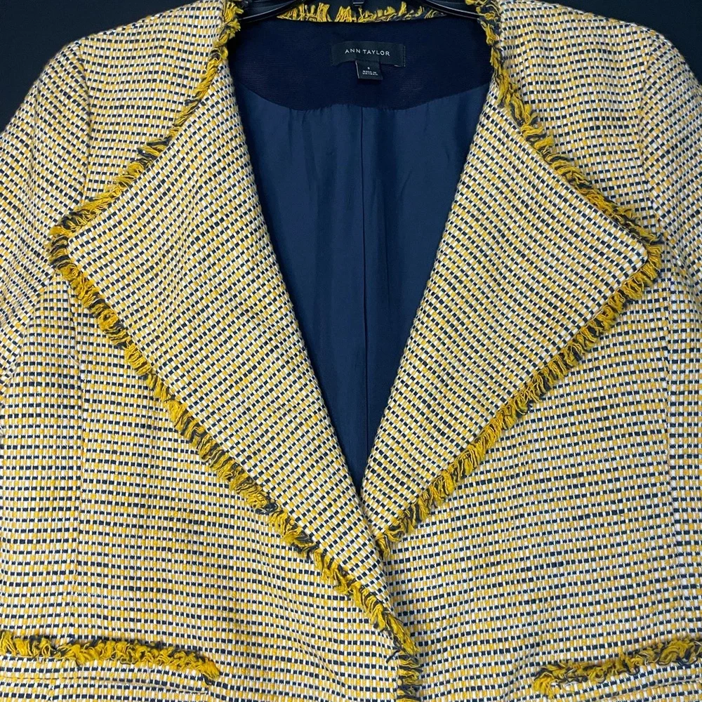Ann Taylor Yellow and White Tweed Blazer - Picture 2 of 9